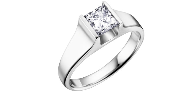 ct T.W.-14K White Gold Solitaire Princess Tension Diamond Engagement Ring