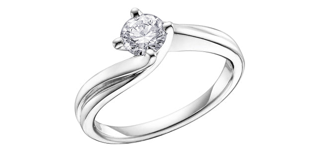0.50ct TW Diamond Twist Solitaire Engagement Ring 18KPD White Gold