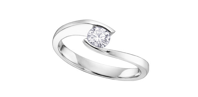 0.25 ct T.W Solitaire Diamond Bypass Engagement Ring 18KPD White Gold