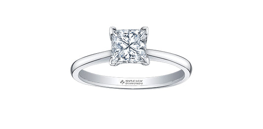 1.00 ct T.W.-18KPD White Gold Canadian Diamond Solitaire Engagement Ring-