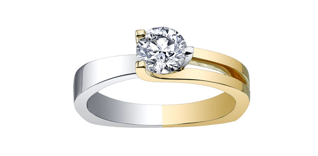 0.70 ct T.W Canadian Diamond Solitaire Engagement Ring 18K Yellow White Gold