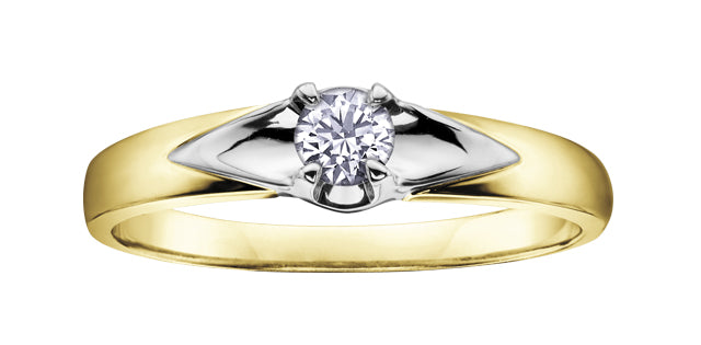 0.14 ct T.W. Canadian Solitaire Two Tone Gold Ladies Ring