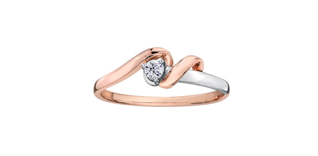 0.08 ct T.W. Canadian Diamond Solitaire Twist Rose Gold Ladies Ring