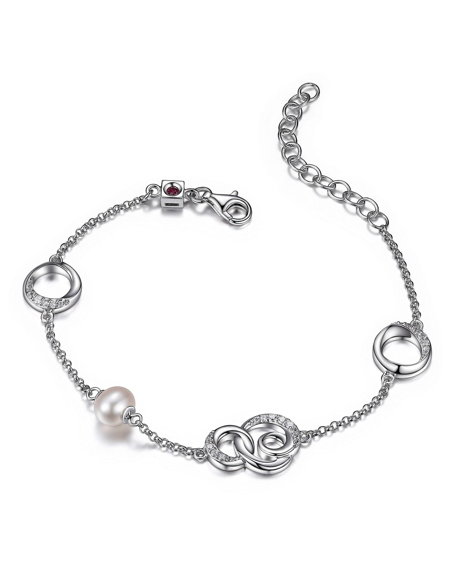 SSRP Infinity Genuine White Pearl Station Bracelet 6.5" with 1.5" extender. Stone size: 6-6.5(mm)