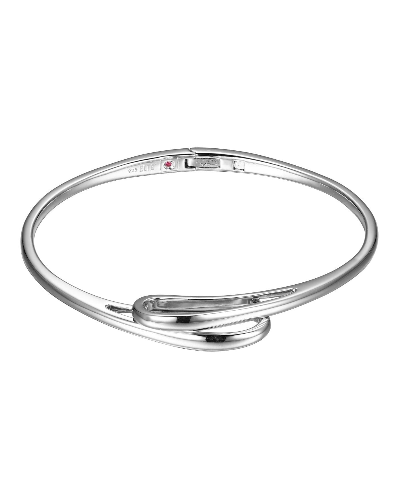 SS ELLE "EMBRACE" BANGLE IN RHODIUM PLATING. 6.75"