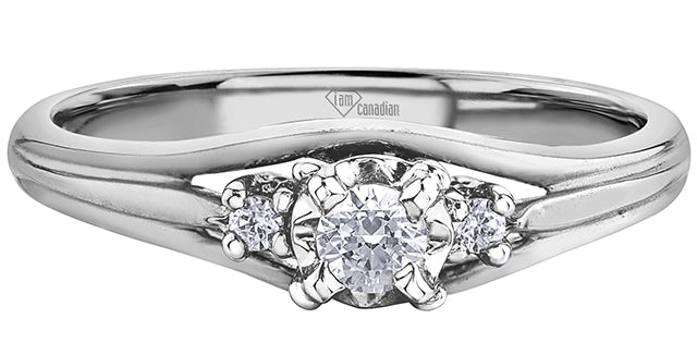 0.18 ct T.W. Past-Present-Future Canadian Diamond White Gold Ladies Ring