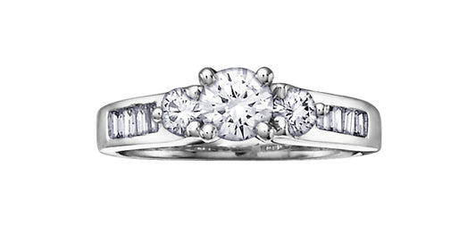 1.00 ct T.W.-18KPD White Gold Three-Stone Diamond Engagement Ring