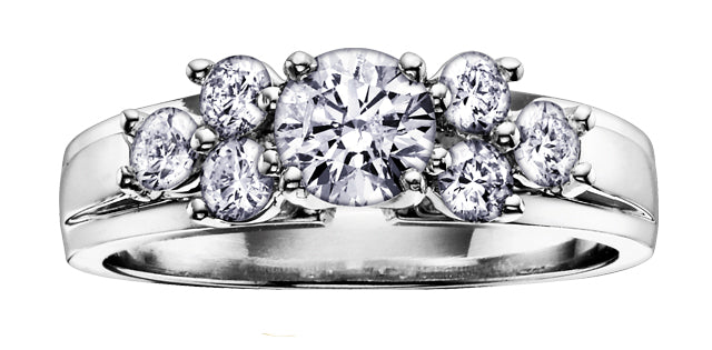1.25 ct T.W.-14K White Gold Diamond Tri-Sides Engagement Ring