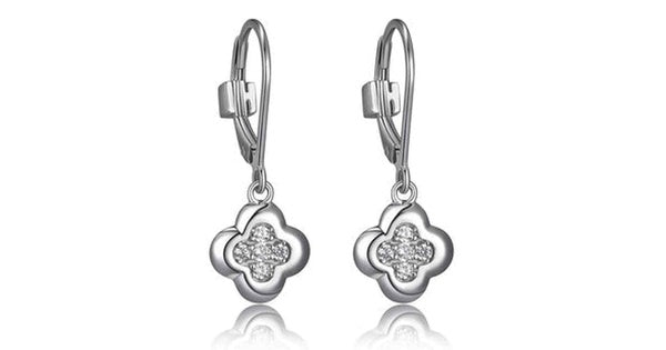 SCINTILLATION RHODIUM PLATED SMALL CZCLOVER STUD EARRING