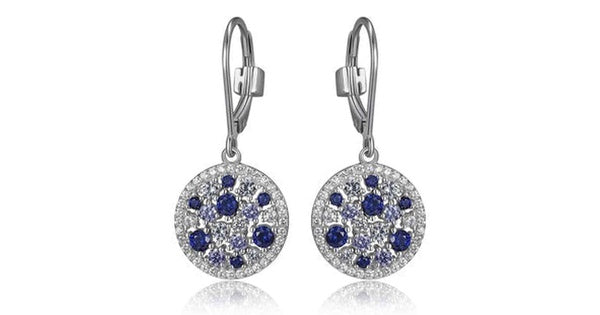 Synthetic Blue Corrundum, Spinel and Tanzinite Cubic Zirconia Leverback Earring