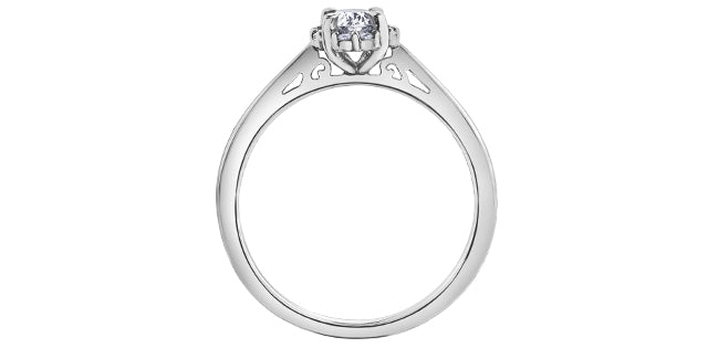 0.60 ct T.W.-14K White Gold Oval Diamond Halo Engagement Ring