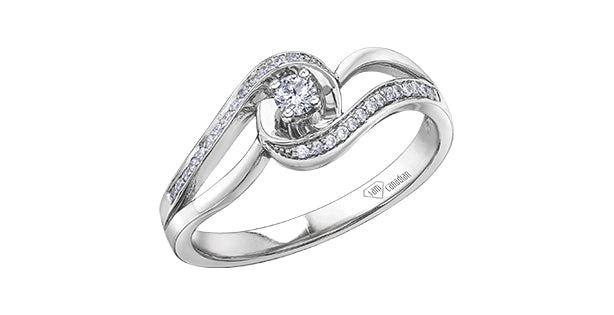 0.17 ct T.W. Double Bypass White Gold Ladies Ring
