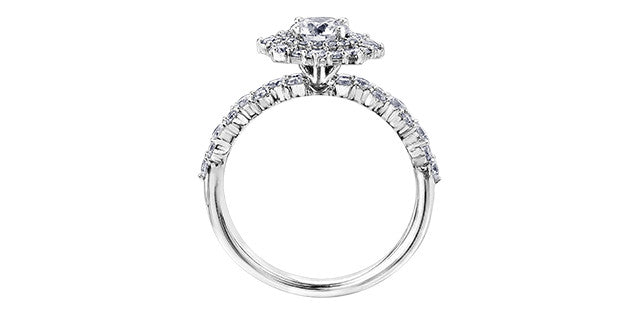 1.27 ct T.W.-18KPD White Gold Canadian Diamond Starbust Double Halo Engagement Ring