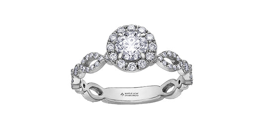 1.00 ct T.W  Canadian Diamond Halo Engagement Ring in 18KPD White Gold