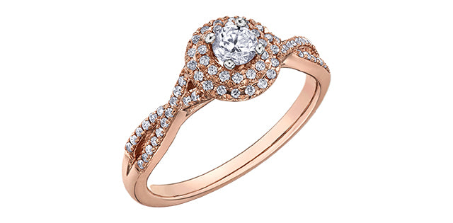 0.43 ct T.W. Canadian Diamond Cathedral Split Shank Rose Gold Ladies Ring