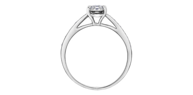 0.32 ct T.W. Halo Oval Frame White Gold Ladies Ring