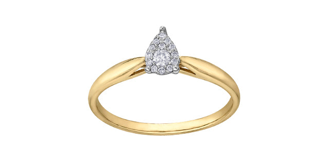 0.08 ct T.W. Pear Shape Yellow & White Gold Ladies Ring