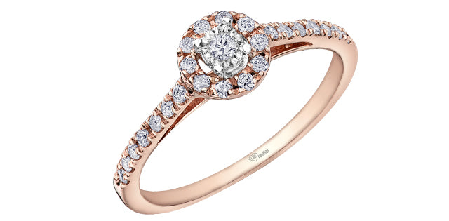 0.23 ct T.W. Canadian Diamond Halo Rose Gold Ladies Ring