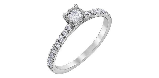 0.40 ct T.W. Round Cut Shared Prong Diamond White Gold Ladies Ring
