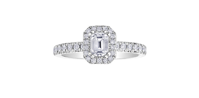 2.00 ct T.W  Diamond Halo Engagement Ring 14K White Gold