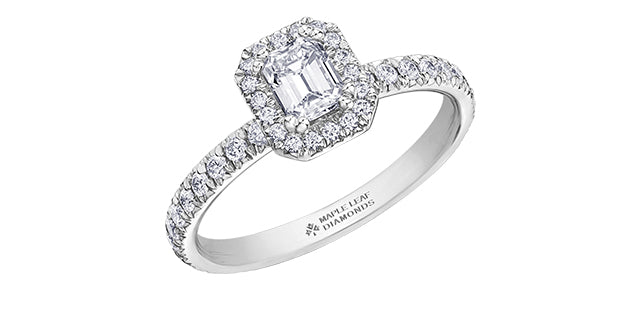 2.00 ct T.W  Diamond Halo Engagement Ring in 14K White Gold