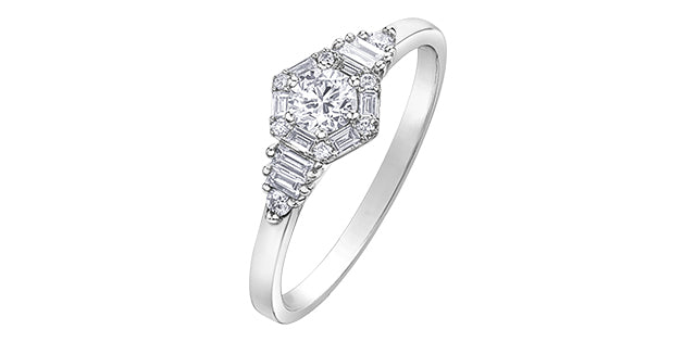 0.48 ct T.W.-14K White Gold Canadian Diamond Hexagonal Frame Engagement Ring
