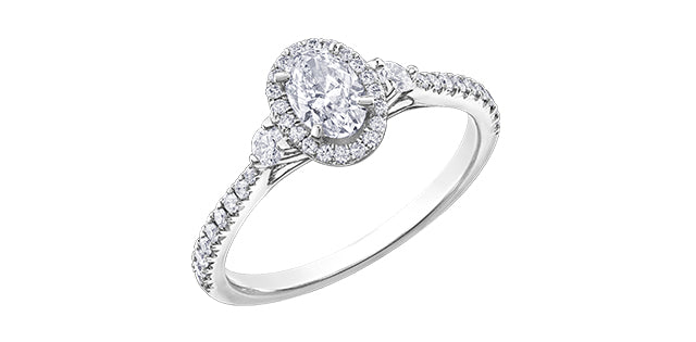 0.85 ct T.W Canadian Diamond Halo Engagement Ring in 18KPD White Gold
