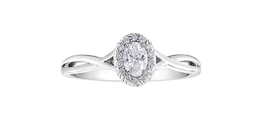 0.25 ct T.W. Criss-Cross Oval Cut White Gold Ladies Ring