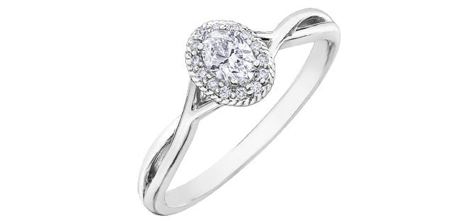 0.25 ct T.W. Criss-Cross Oval Cut White Gold Ladies Ring
