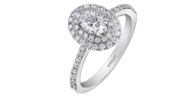1.03 ct T.W-Canadian Diamond Double Halo Engagement Ring in 18KPD White Gold