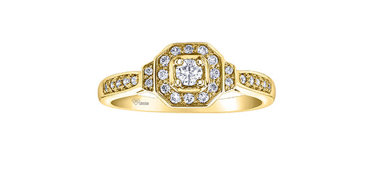 0.35 ct T.W. Canadian Diamond Octagon Frame Yellow Gold Ladies Ring