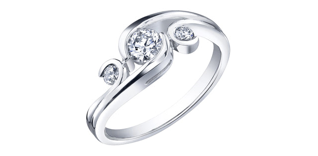 0.40 ct T.W Canadian Diamond 3-Stone Engagement Ring 18KPD White Gold