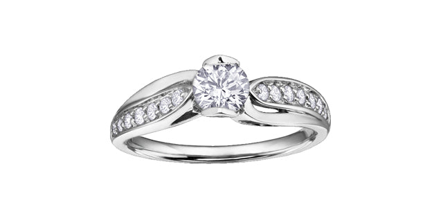 0.64 ct T.W - Canadian Diamond Free-Form Engagement Ring in 14K White Gold