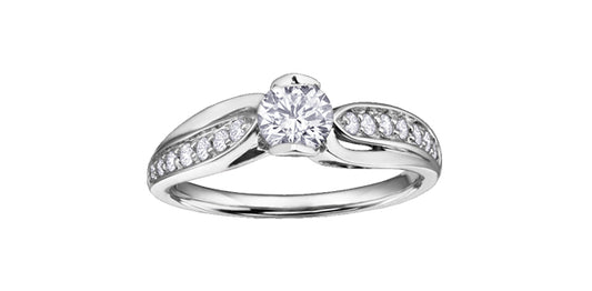0.64 ct T.W - Canadian Diamond Free-Form Engagement Ring in 14K White Gold