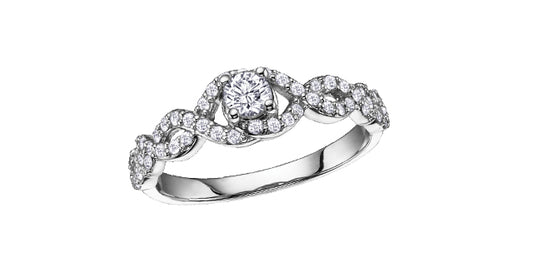 0.46 ct T.W Canadian Diamond Braided Engagement Ring in 14K White Gold