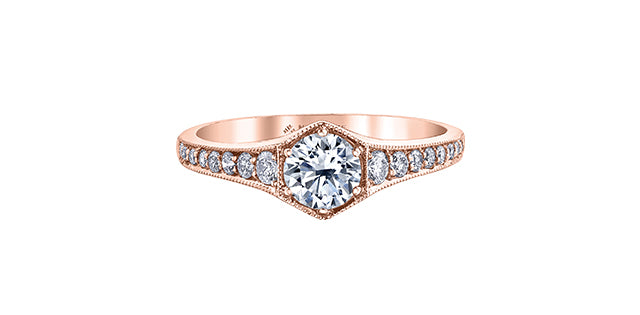 0.70 ct T.W Canadian Diamond Hexagonal Frame Engagement Ring 14K Rose Gold