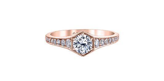 0.70 ct T.W Canadian Diamond Hexagonal Frame Engagement Ring in 14K Rose Gold