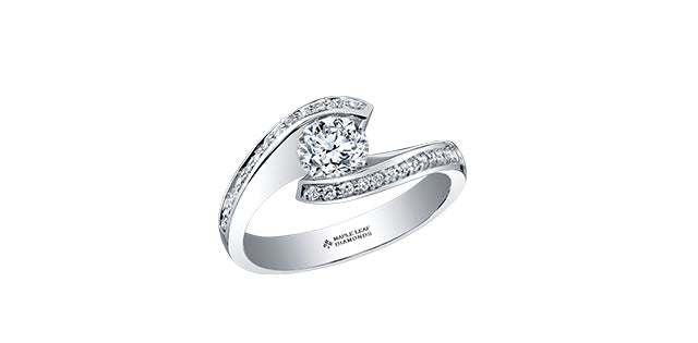 0.55 ct T.W.-18KPD White Gold Canadian Diamond Bypass Engagement Ring