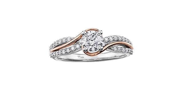 0.75 ct T.W -Diamond Split Shank Engagement Ring in 14K White Rose Gold