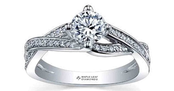 Elizabeth-18KPD White Gold Canadian Diamond Crossover Engagement Ring-0.80 ct T.W.