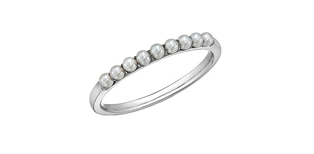 Pearl White Gold Ring Stack
