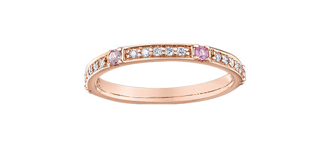 Pink Sapphire & Diamond Gold Heart Shaped Ring Stack