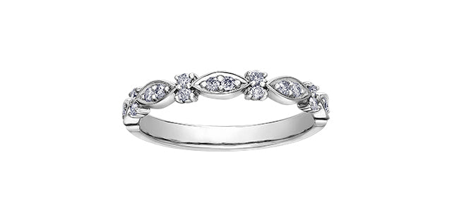 0.18 ct T.W. Leaf White Gold Ladies Band