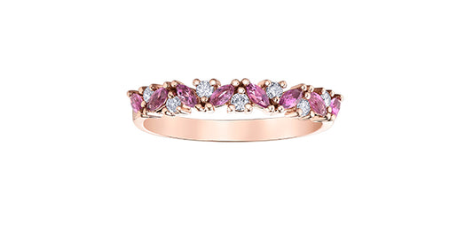 Pink Tourmaline & Diamond Rose Gold Ring Stack