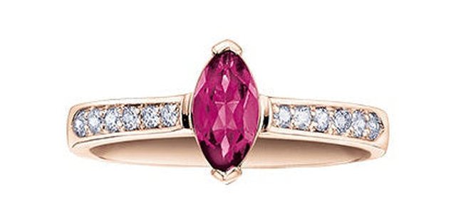 Marquise Pink Tourmaline 0.14 ct T.W Diamond Rose Gold Ring