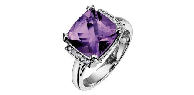 Cushion Lilac Amethyst 0.07 ct T.W Diamond White Gold Ring