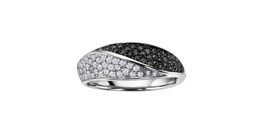 0.50 ct T.W. Enhance Black & White Diamonds White Gold Ladies Statement Ring