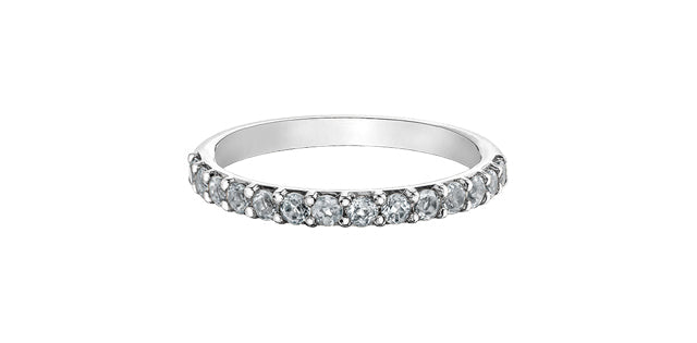 White Topaz 10K Gold Stackable Band