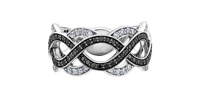 1.00 ct T.W. Enhanced Black and White Diamond Gold Infinity Dinner Ring