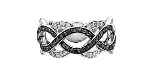 1.00 ct T.W. Enhanced Black and White Diamond White Gold Infinity Dinner Ring